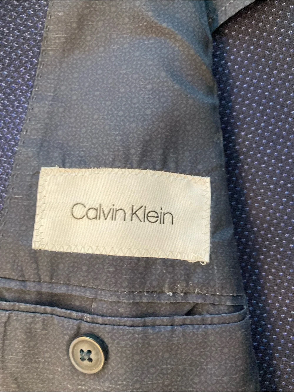 Calvin Klein Men's Blue 100% Wool Textured Blazer Jacket Size 48R Made in India
